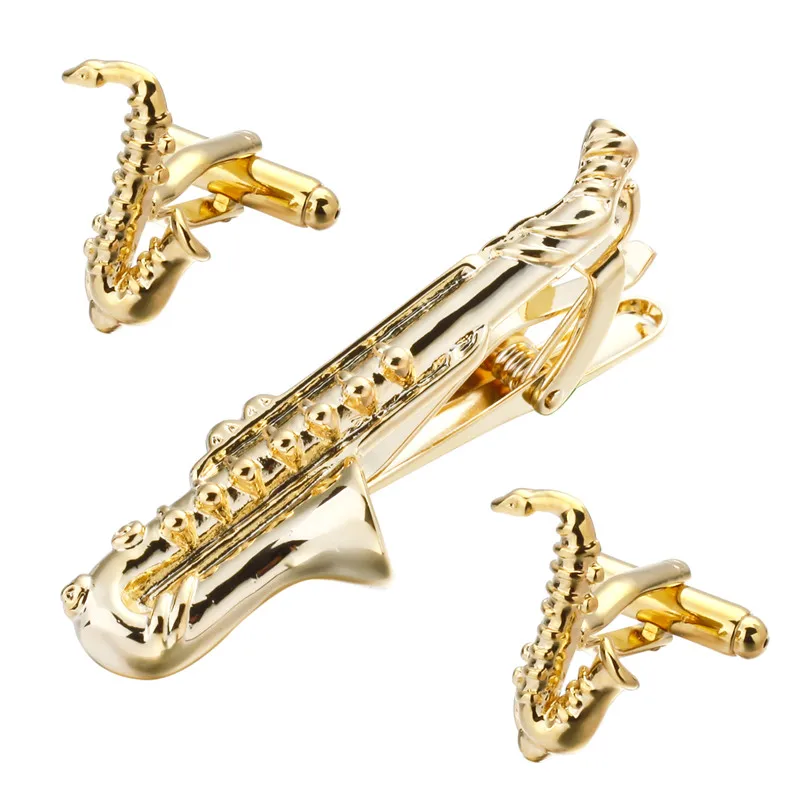 Набор высокого качества Золотой зажим для галстука Sax подарочный набор запонки