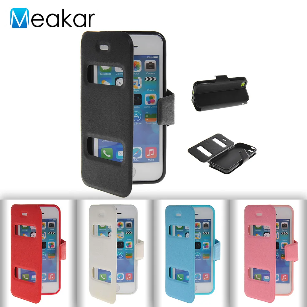 Двойное окно из искусственной кожи 4.0For iPhone 5C чехол для Apple задняя крышка сотового