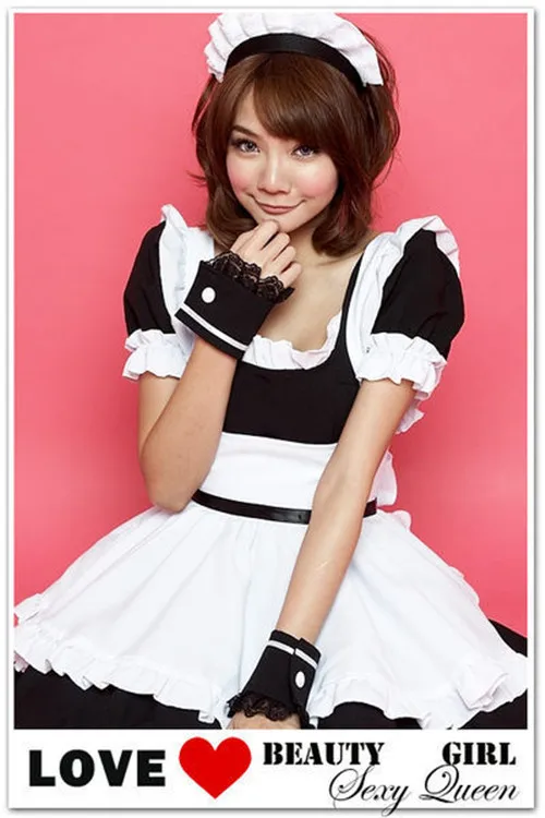 

Pink/Black Maids Cosplay Uniform Costume Sexy Halloween Costume Women Dress Cartoon COS Clothing