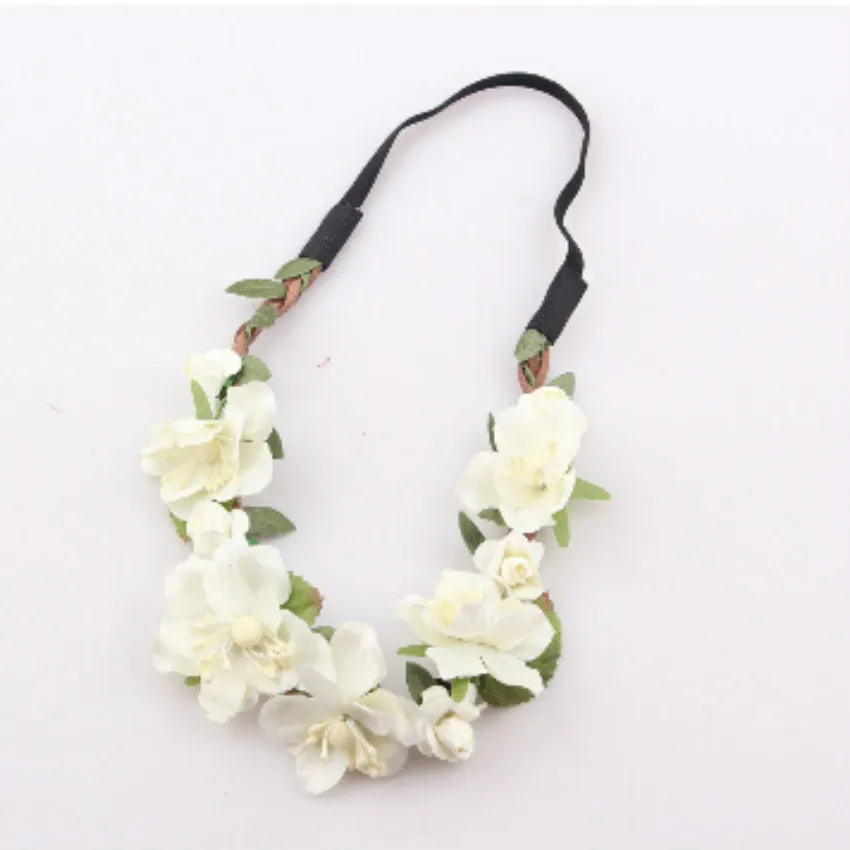

2018 New Bride Bohemian Flower Headband Festival Wedding Floral Garland Summer Hair Band Scrunchy Headband