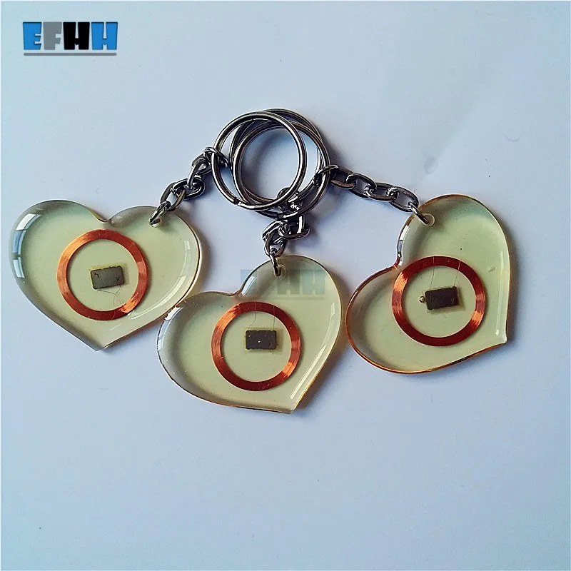 125 кГц EM4100/TK4100 ID прозрачный тропы клея карты RFID ключ тег считывание только брелок в картах контроля доступа(тип сердца
