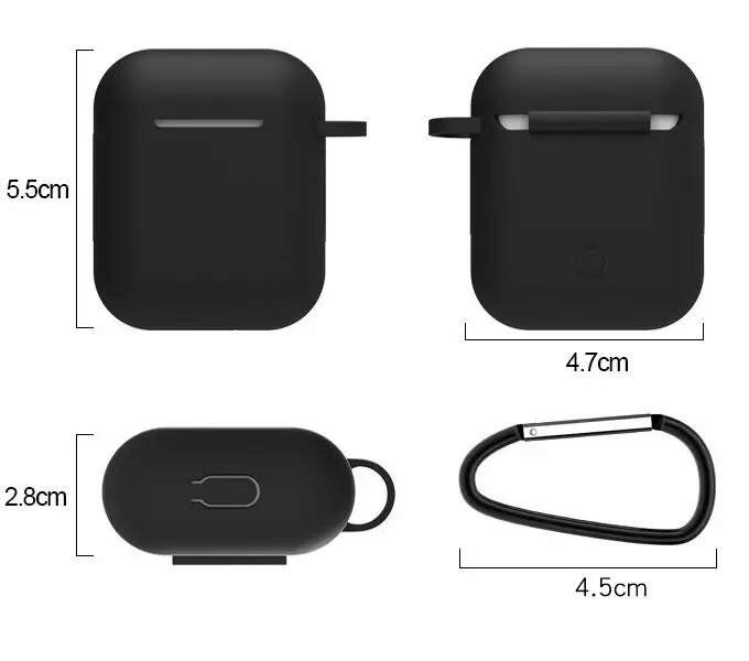 ТПУ силиконовый чехол для наушников с карабином AirPods Bluetooth беспроводная