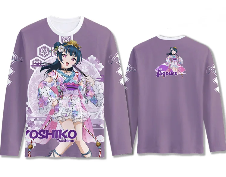 Футболка с принтом Love Live Sunshine Aqours Yukata Awaken, костюм для косплея, футболка с длинными рукавами Kurosawa Ruby Tsushima Yoshiko