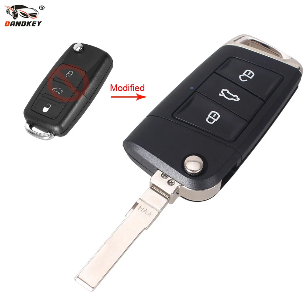 DANDKEY 10p 3B модификация флип чехол для автомобильного ключа Fob Volkswagen VW Golf 7 Jetta Passat Beetle