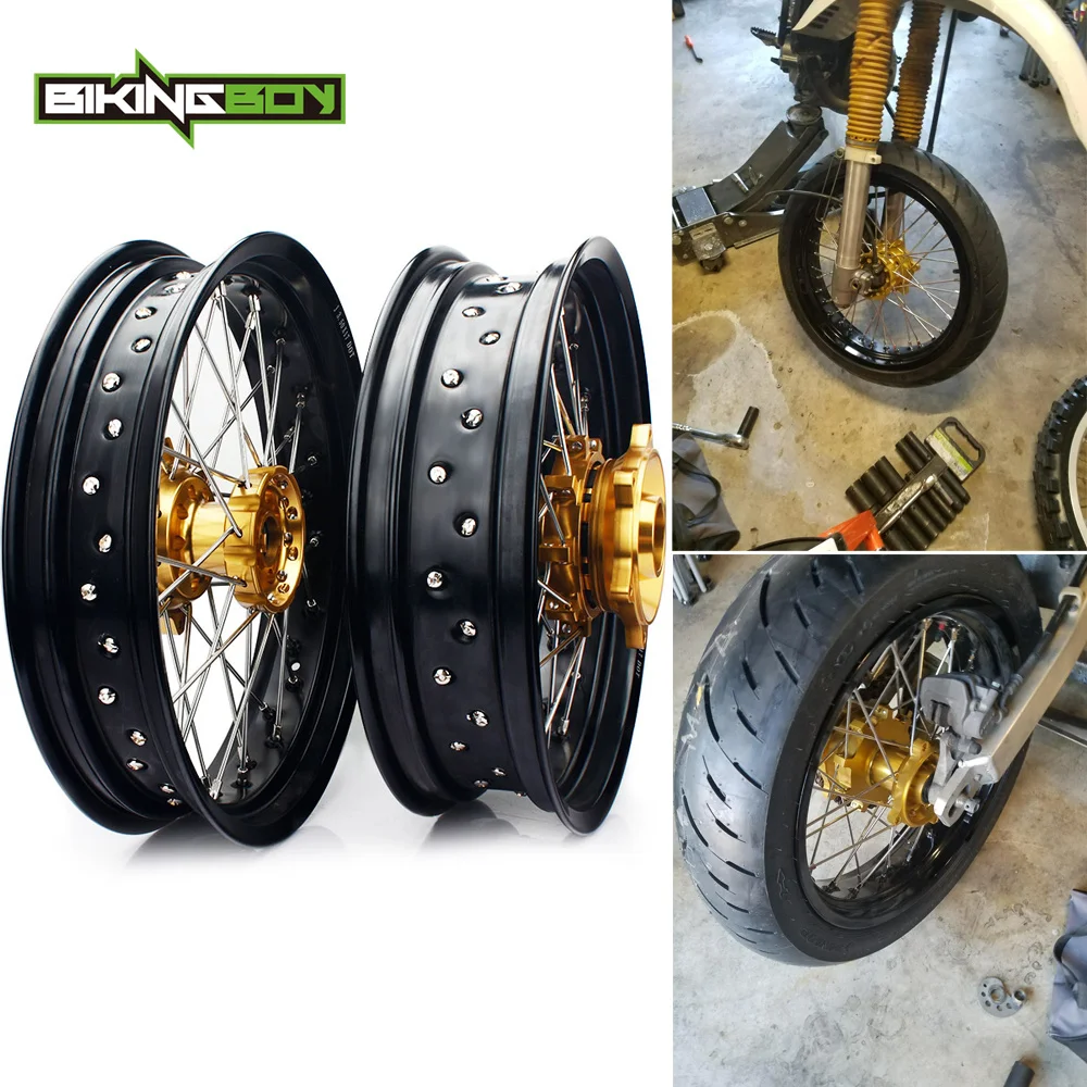 BIKINGBOY 17 &quotSupermoto передний задний привод колеса обода ступицы для SUZUKI DR650SE 1996 2017 16 15