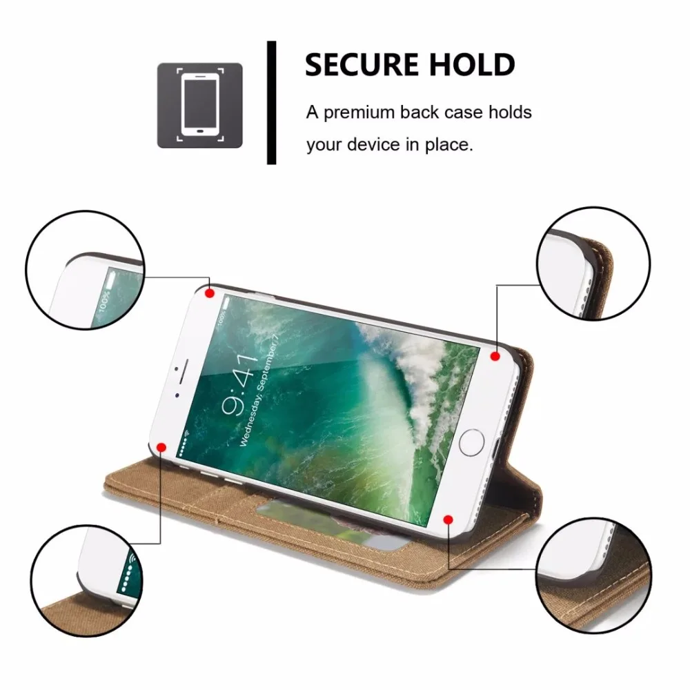 Caseme флип чехол для iPhone x 7/8 плюс 5S SE 6 S Plus Бизнес карты Слоты Джинсы женщин + кожаный