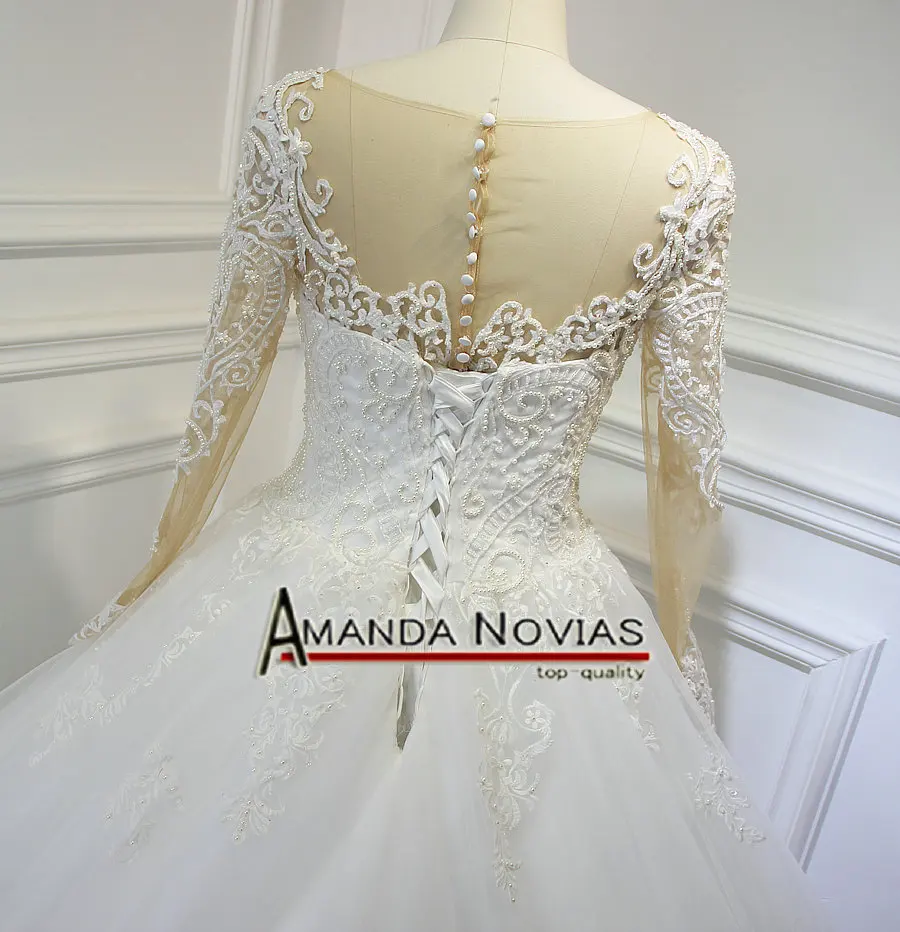 Новое дизайнерское бальное платье с длинным рукавом и бусинами свадебное