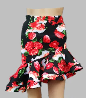 Юбка для латиноамериканских танцев женщин и девушек дизайнерское платье с