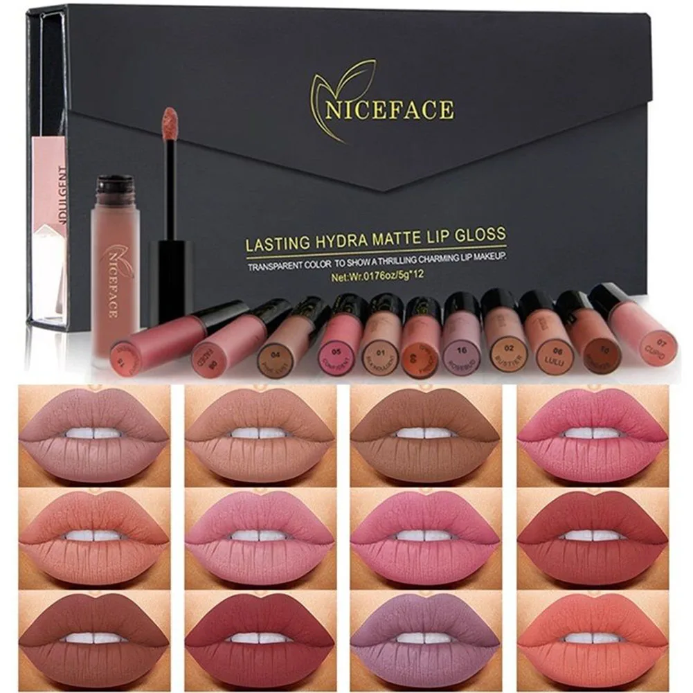12 цветов Блеск для губ комбинированный набор водостойкий стойкая губная помада