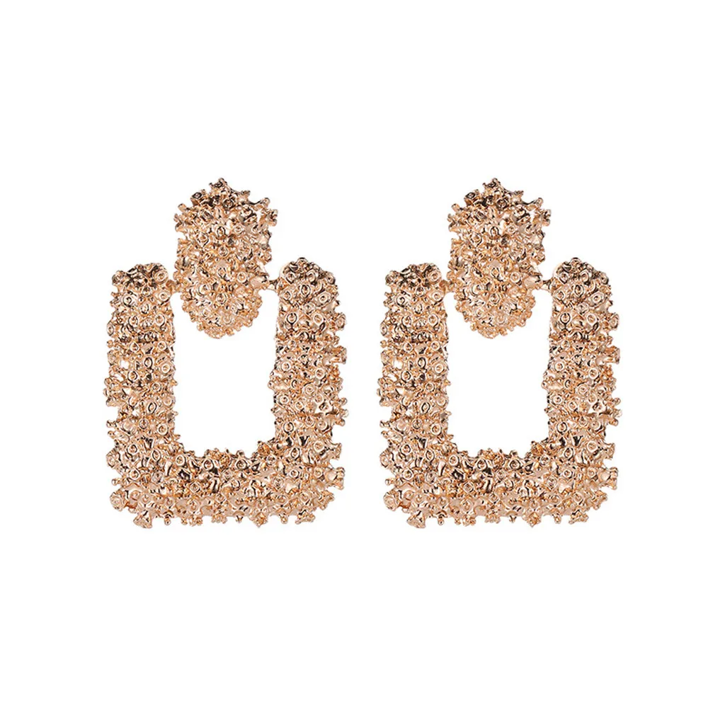 Серьги пусеты с кристаллами в Корейском стиле большие геометрические серьги