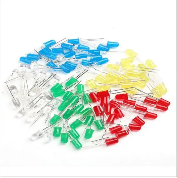 100 шт. 5 мм Светодиодные диодные лампы в ассортименте набор светодиосветодиодный