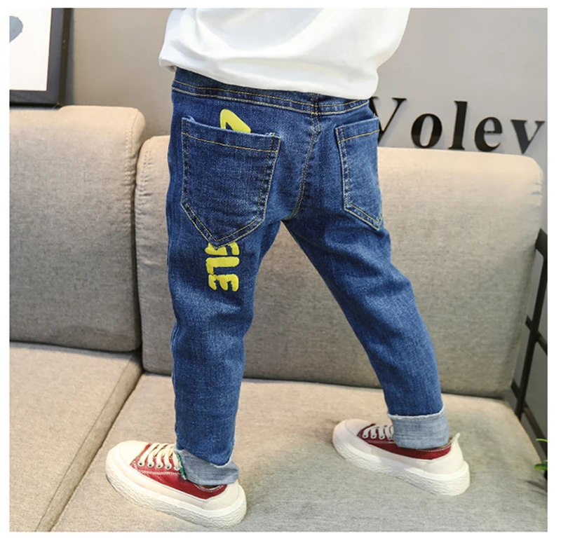 DIIMUU Girls Jeans Autumn Letter Print Denim Pants Kids Loose Sterch Children Casual Long Trousers for 5-13Years |
