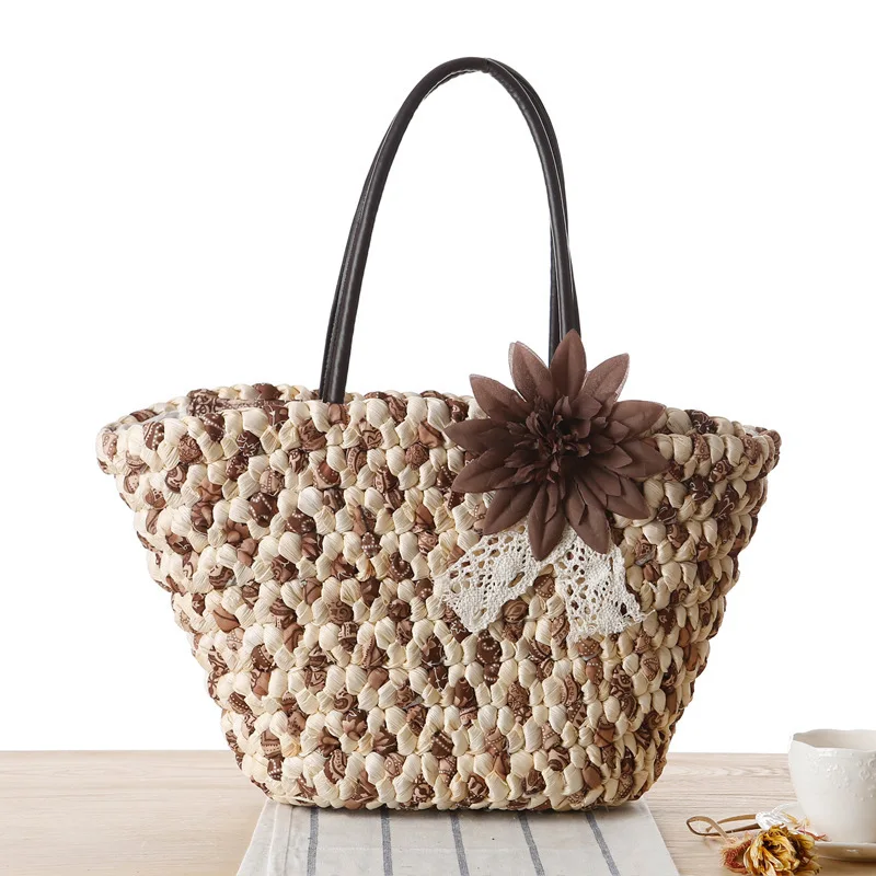 Summer Bags Casual Women Straw Beach Bag Hand Made Colorful Flower Decoration Woven Handbag Rattan For | Багаж и сумки