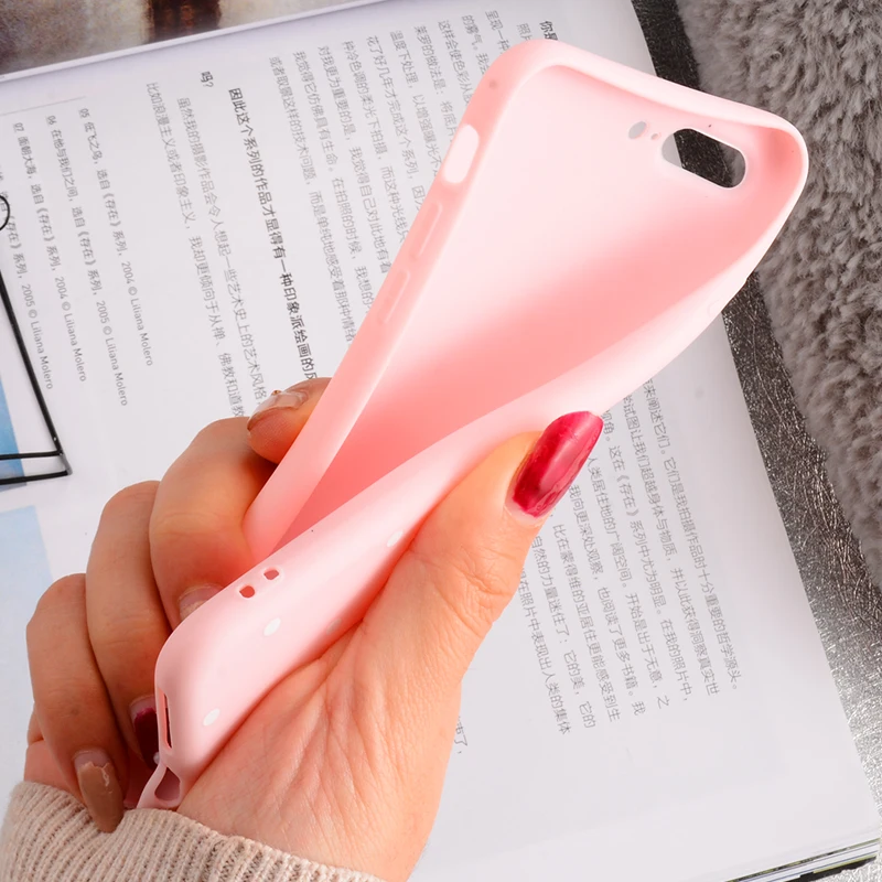 Ollivan Silicone Case For iPhone 8 Soft TPU Point Pattern 6 6s 7 Plus Back Cover 360 Degree Pink |