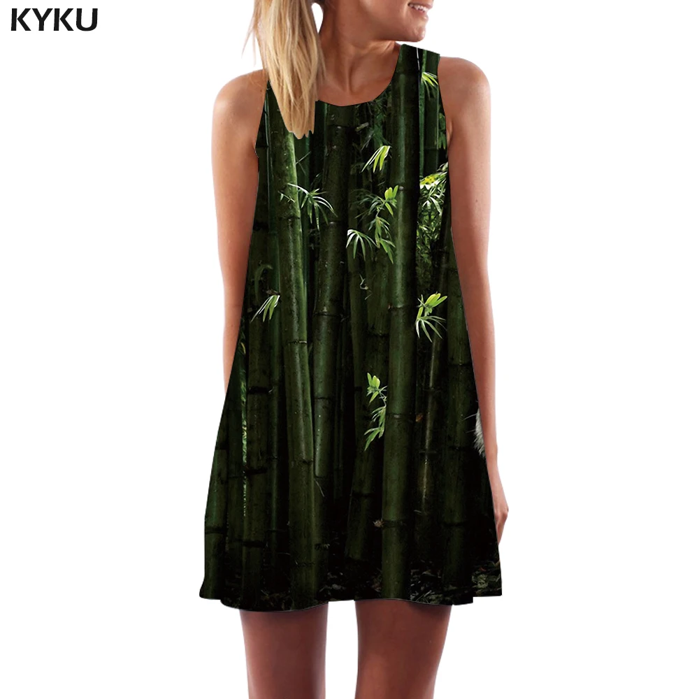 KYKU платье с тигром женские лесные короткие животные офисные облака корейский