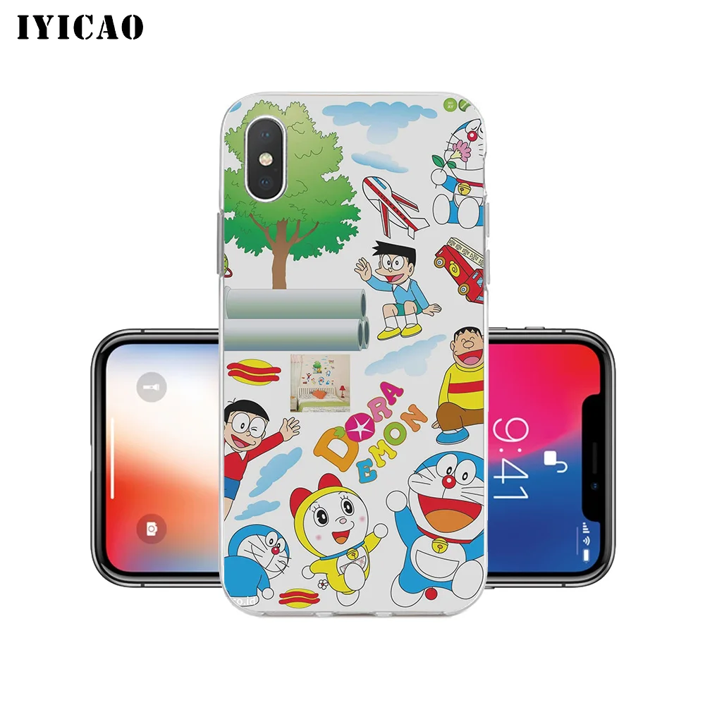 IYICAO Дораэмон Мягкий силиконовый чехол для iPhone X XR XS MAX 6 6s 7 8 Plus 5 5S SE из