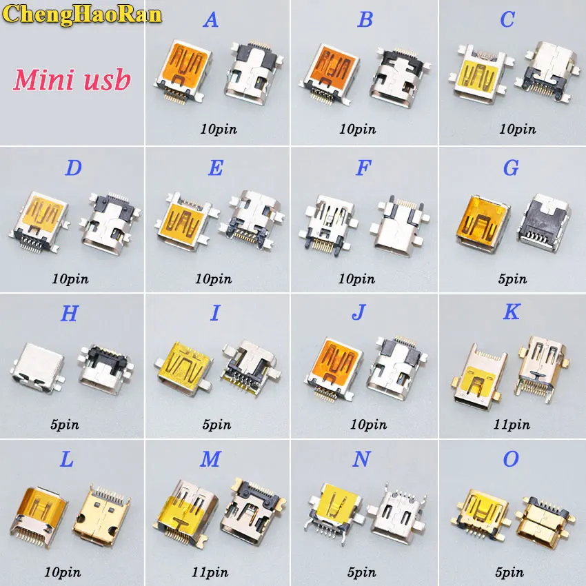 

ChengHaoRan 1pcs 5pin 10pin 11PIN Mini USB jack Type B Female SMT SMD Socket Connector charging port MP3 MP4