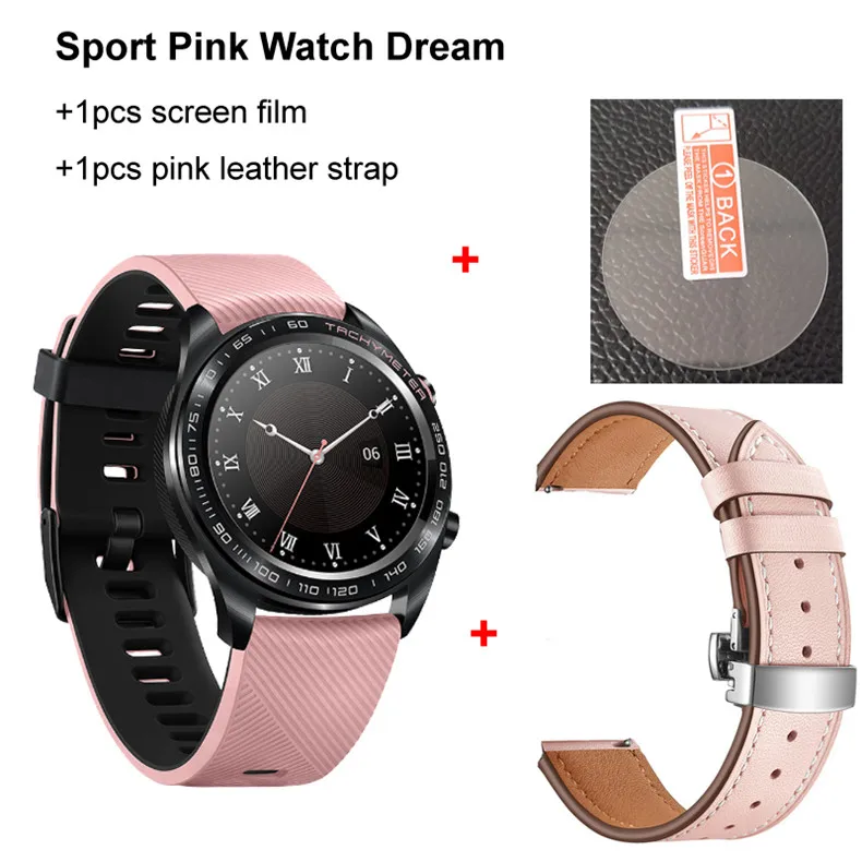 Новинка! Huawei Honor Watch Dream, умные часы, спортивные, для сна, бега, велоспорта, плавания, горы, gps, 1,2 дюймов, AMOLED, цветной экран, 390*390, часы - Цвет: Sport n Pin Leat str