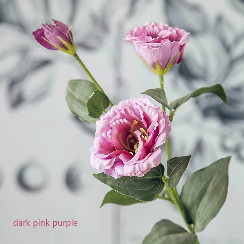 dark pink purple Моделирование 3 головки шар Цветок китайский колокольчик Свадебные поддельные цветы из шелка украшения дома - Цвет: dark pink purple