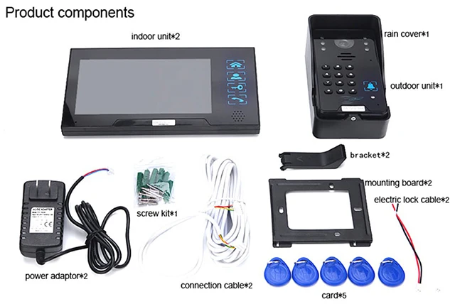 Saful 7&quotLCD Video Door Phone Night Vision video intercom Camera with RFID Keyfobs Password Keypad Access Control code unlock |