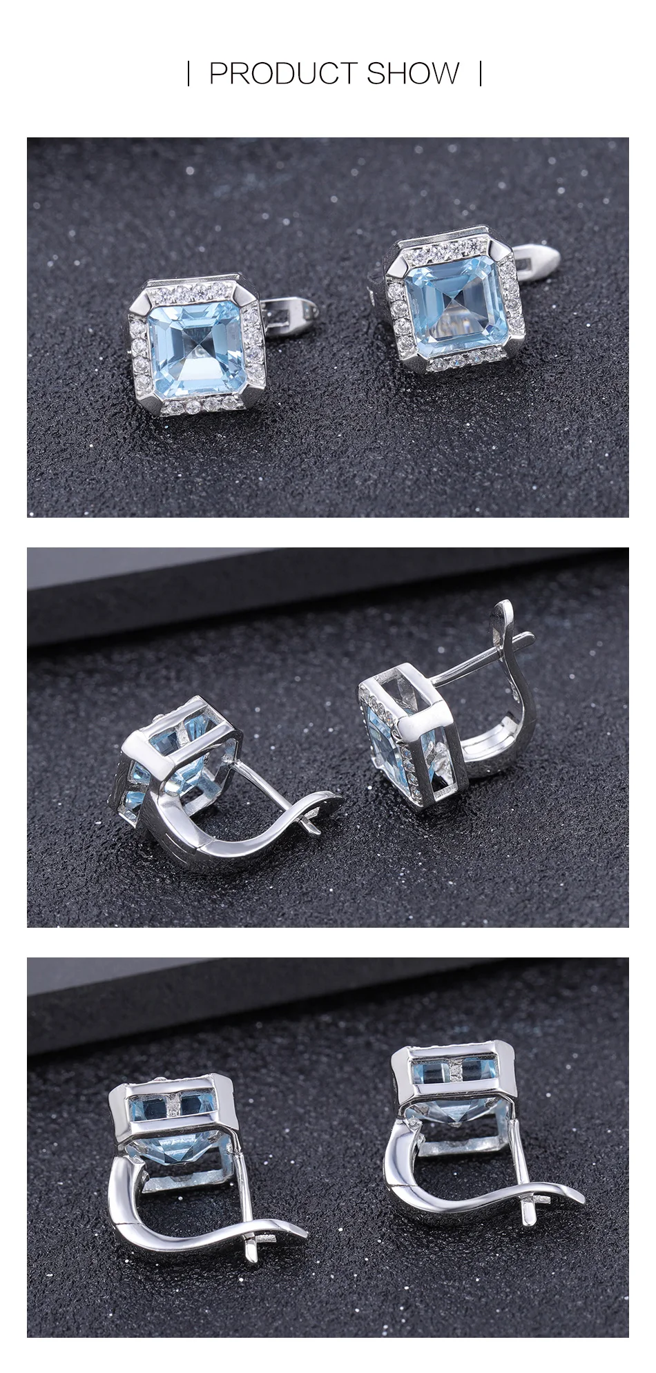 Gem's Ballet 4.52Ct натуральный Небесно-Голубой топаз драгоценный камень клип серьги 925 пробы серебро хорошее ювелирное изделие для женщин