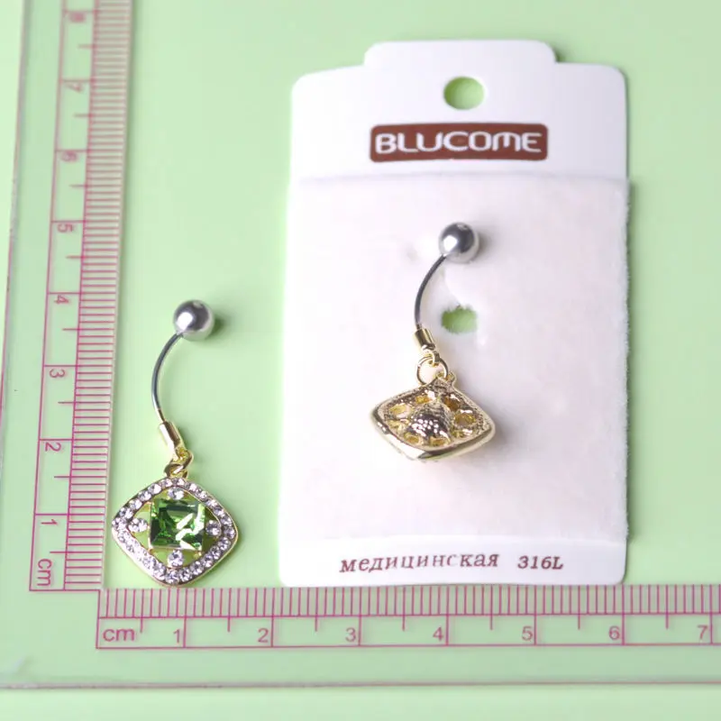 Кольцо для пирсинга живота из нержавеющей стали с камнем аксессуары кнопок 16G 1 2