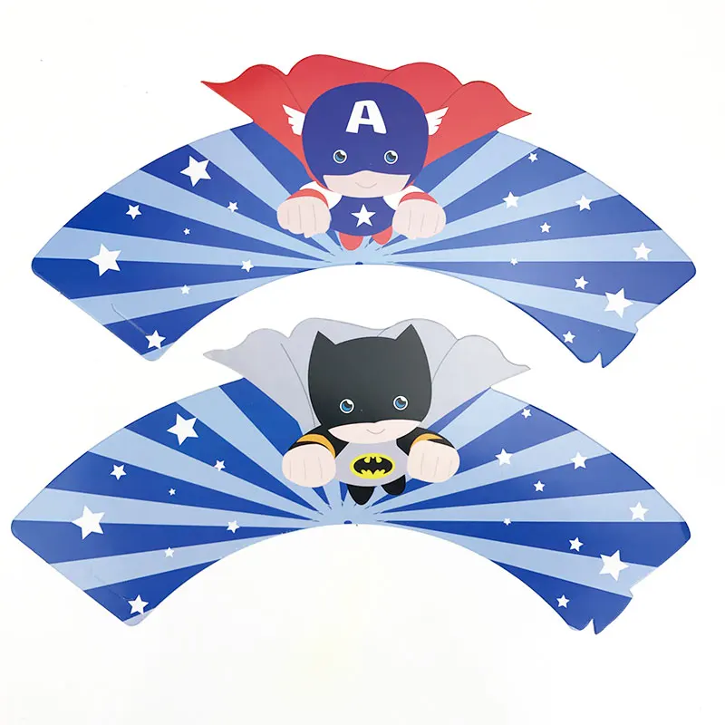 12 комплектов обертки с супергероем кексом детские украшения на день рождения