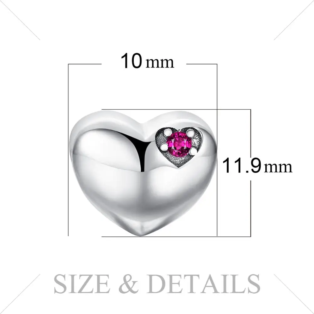 JewelryPalace навсегда нами СОЗДАН Ruby 925 пробы Серебряное сердце Шарм бисер