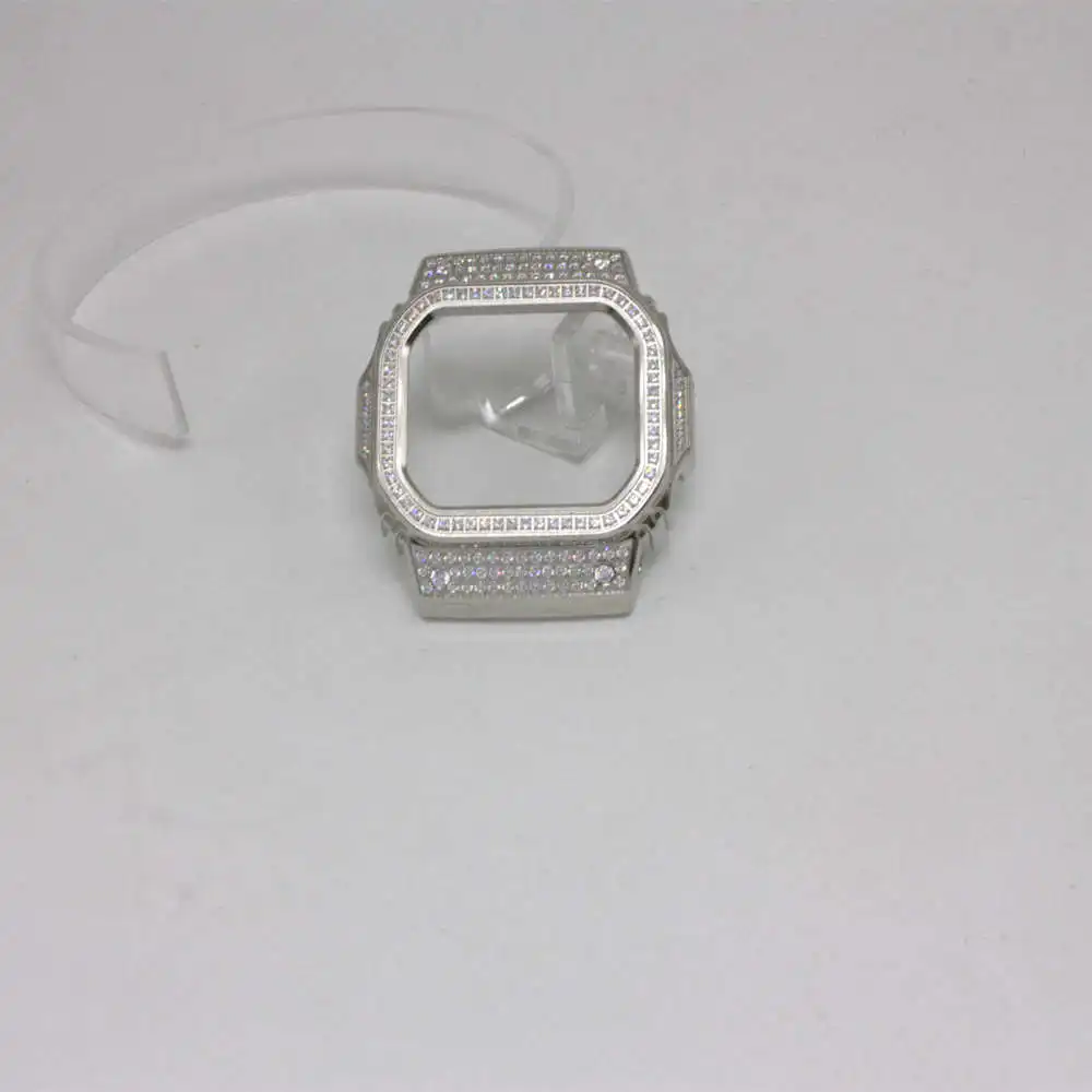 Sliver Алмазный металлический чехол для часов DW5600/5610 GW-5000 5035 из нержавеющей стали, рамка для браслета, аксессуары для часов - Цвет ремешка: Sliver