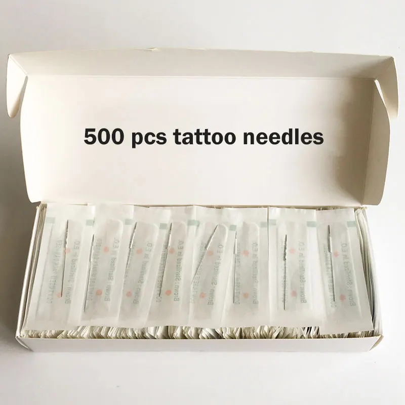 500 шт 1RL/3RL/5RL/5F/7F стерилизованные одноразовые иглы для перманентного макияжа иглы для татуировки для бровей гигантский Солнечный комплект татуировки 0,35X50 мм