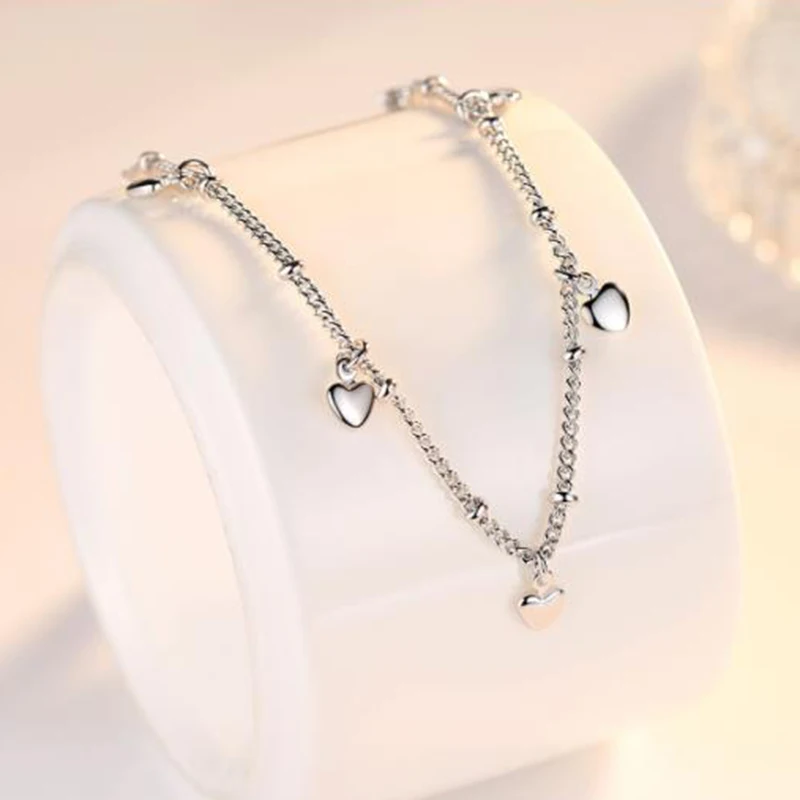 Simple Style Silver Plated Charm Bracelet Jewelry Gift Wholesale Top Quality Handmade Adjustable Heart For Women Girls | Украшения и