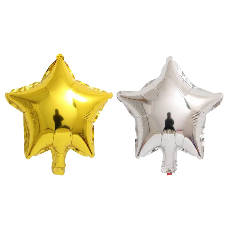 gold silver 10 шт 10 дюймов пятиконечная звезда фольгированный шар для душа ребенка детский день рождения вечеринка Свадьба Декор поставки детские шары globos - Цвет: gold silver