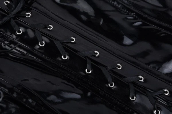 Женская тонкая блестящая кожа ПВХ корсетное платье бюстье размера плюс