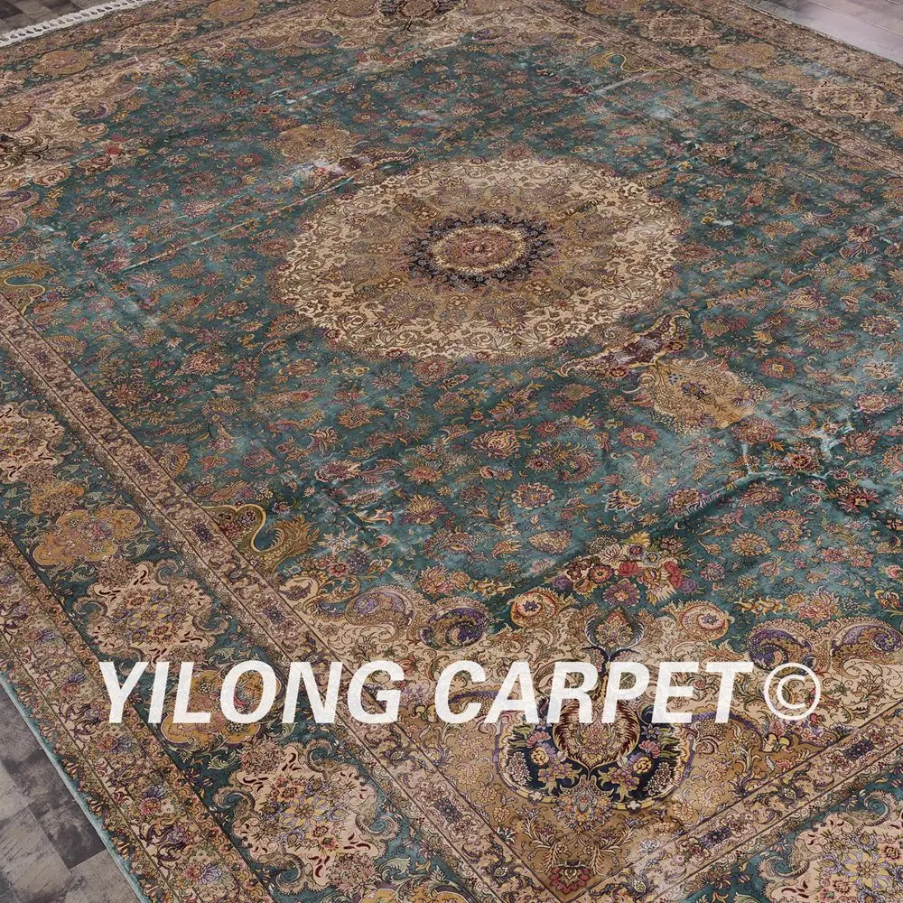 Yilong 14'x20' оверсайз изысканный классического дизайна турецкий стиль ручной работы шелковые турецкие ковры(YHW516A14x20