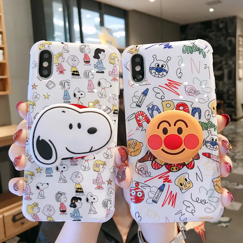 For iPhone XS Max XR X Cartoon case Stitch winnie toy story Soft back 8plus 7 7p 6S 6P Monsters cover + stander |