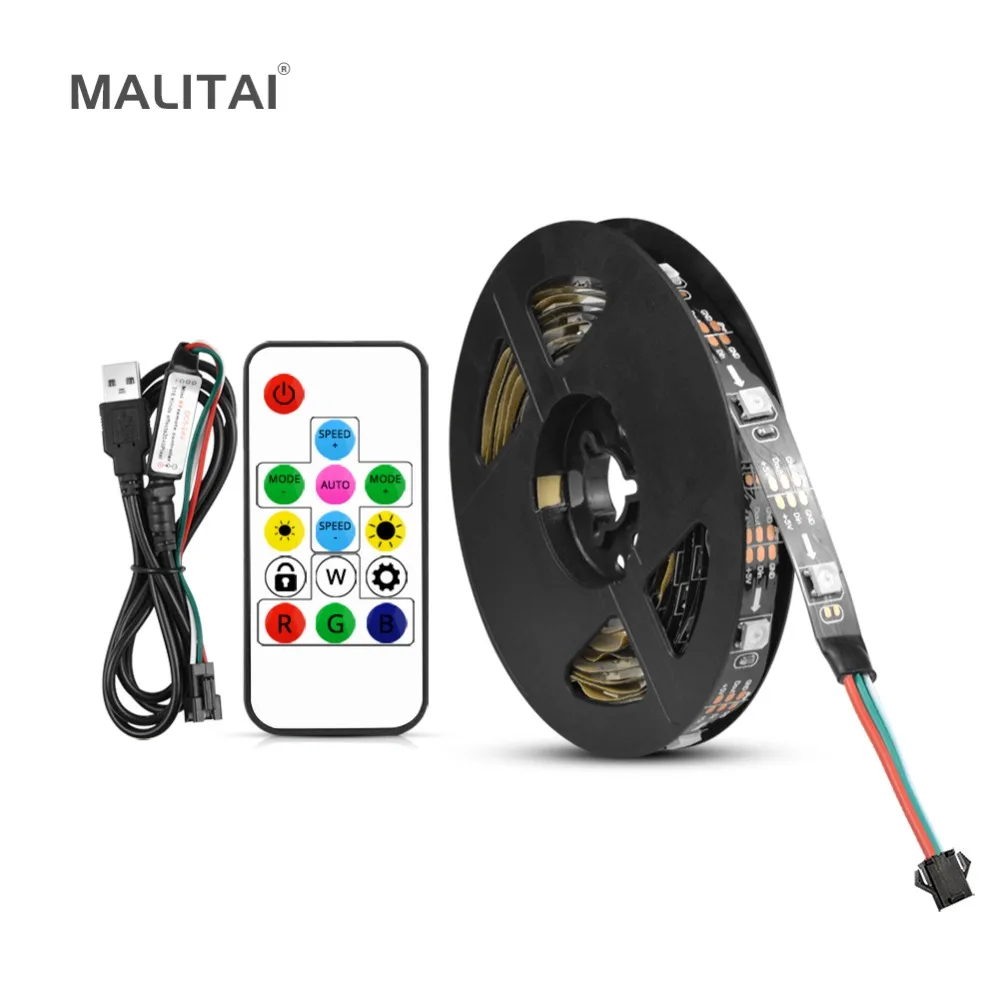 Пиксельная Светодиодная лента с зарядным устройством USB 5 В RGB 5050 SMD внутренняя