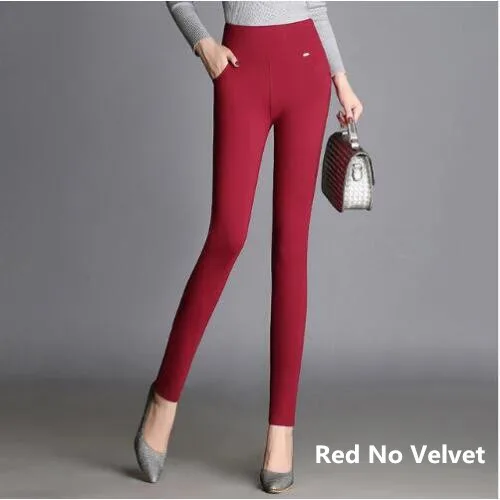 Женские узкие брюки с высокой талией весна 2018 теплые вельветовые офисные