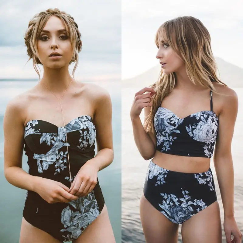 Женский цветочный купальник пуш ап с высокой талией|clothing woman|clothing swimmingclothing swimwear |
