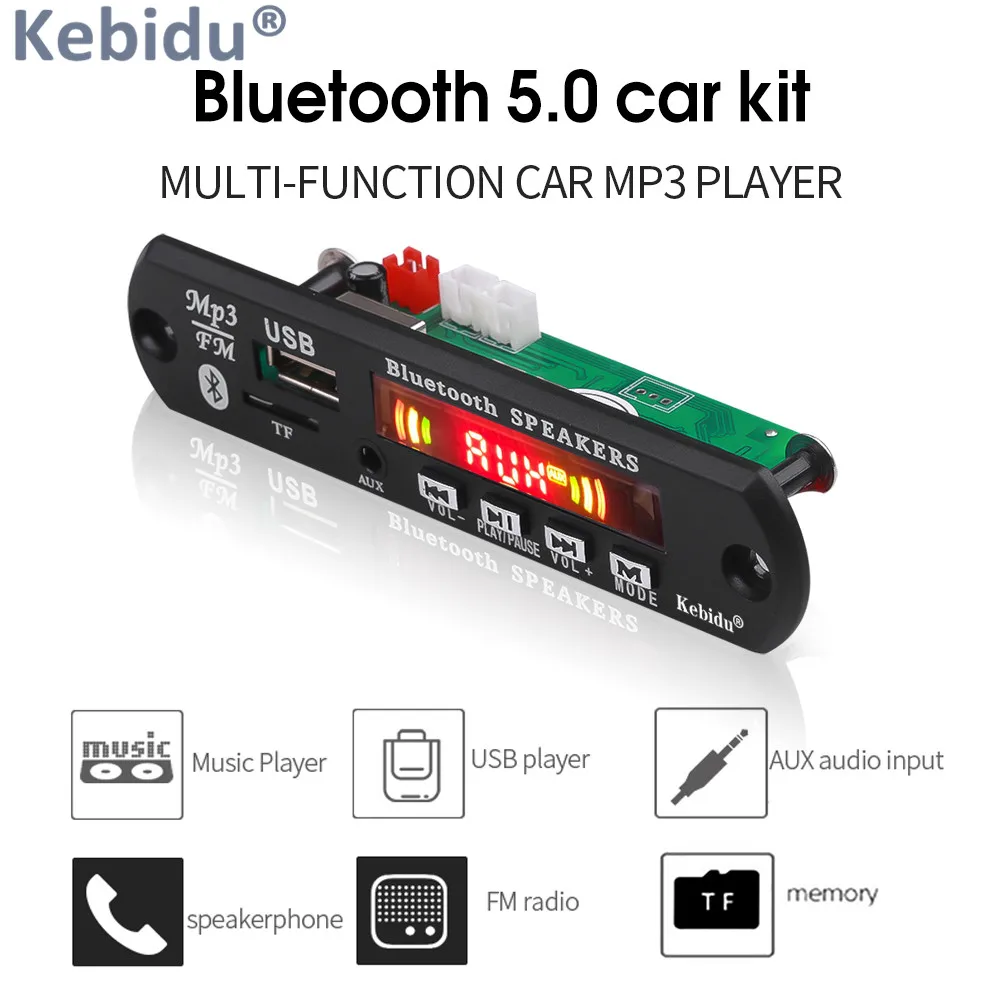 Автомобильный Bluetooth радиоприемник Kebidu 5 0 В mp3 плеер декодер плата динамик