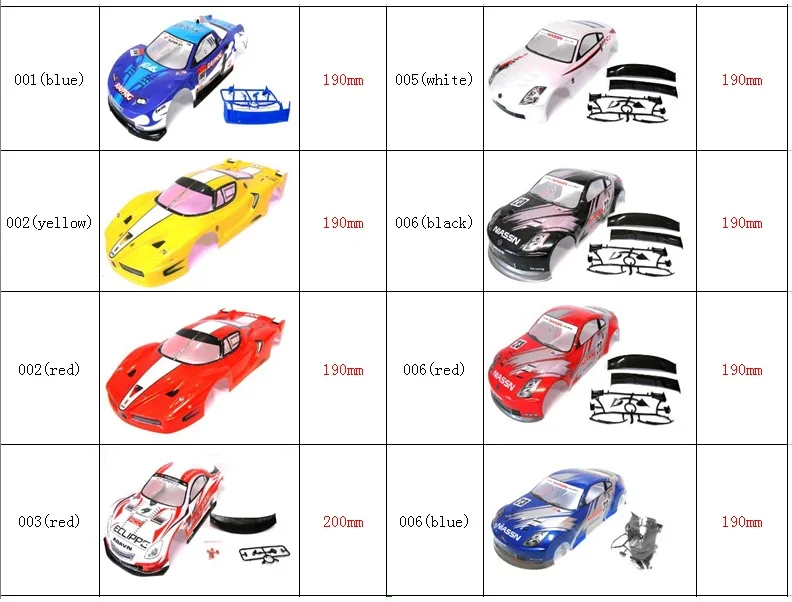 Ewellsold 1:10 rc автомобильные аксессуары 1/10 rc корпус автомобиля для 1:10 rc car190 мм несколько вариантов 1 шт./лот