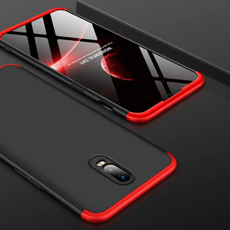 Black Red 3-в-1 полный Защитный чехол для oneplus 6 T чехол на весь корпус чехол для задней крышки для One Plus 6 t oneplus 6 T 1+ 6 T жесткий чехол - Цвет: Black Red