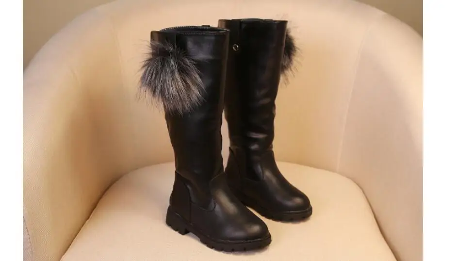 Зимние новые черные детские ботинки для девочек детская обувь с высоким