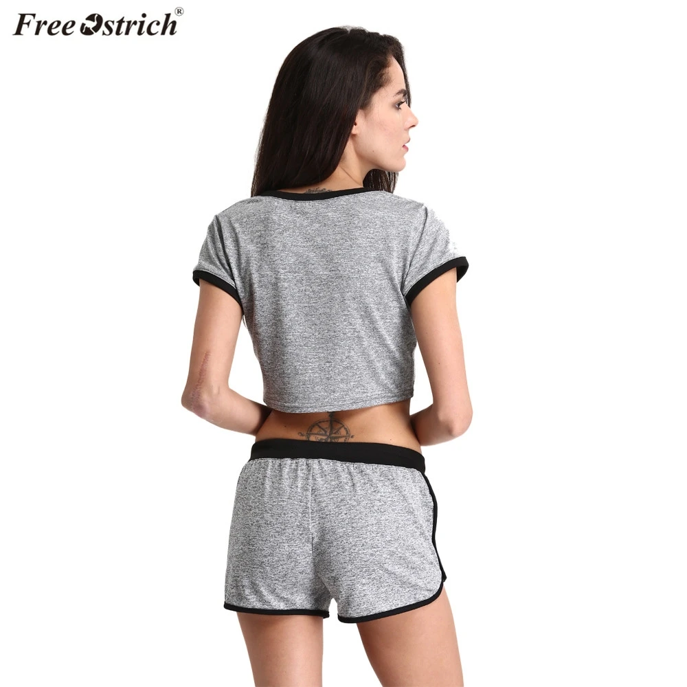 FREE OSTRICH Women Casual Athletic Gym Fitness Loose shorts Set pant suits for women 2 piece sets 2019 FEMME|Спортивные костюмы| |