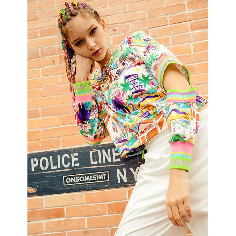 2019 Весенняя мода выдалбливают Кофты для женщин ландшафт острова узор