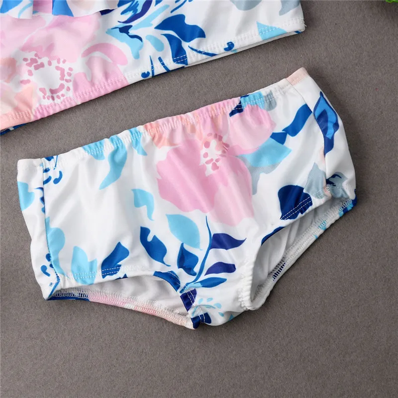 2019 New Summer Kids Baby Girls Swimsuit Swimwear Floral Ruffles 2Pcs Swimming Bikini Bathing Suit Beachwear | Спорт и развлечения