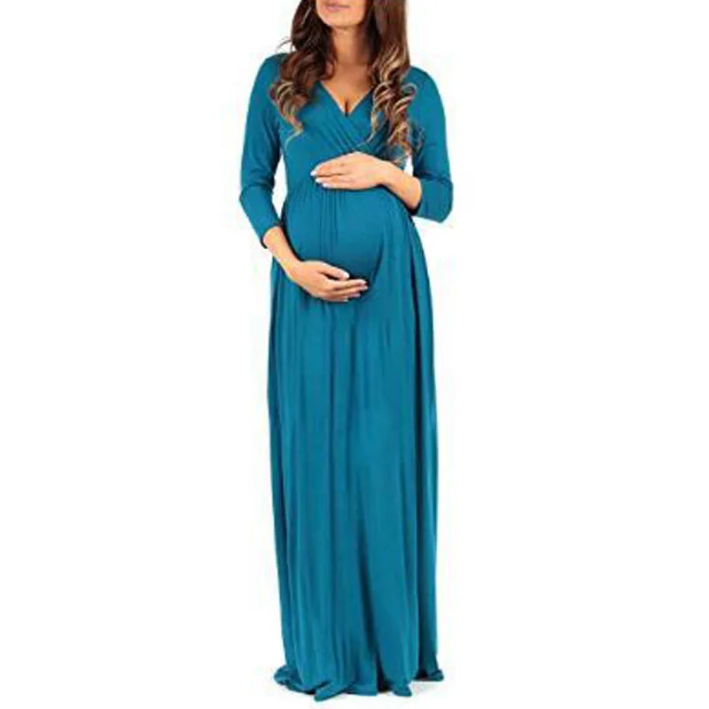 Длинные платья для беременных Одежда женщин однотонные прямые Vestidos весенняя
