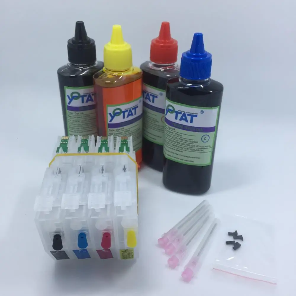 

YOTAT 4*100ml Dye ink + Refillable ink cartridge LC3111 LC3111XL for Brother DCP-J972N DCP-J973N-W/B DCP-J572N MFC-J893N