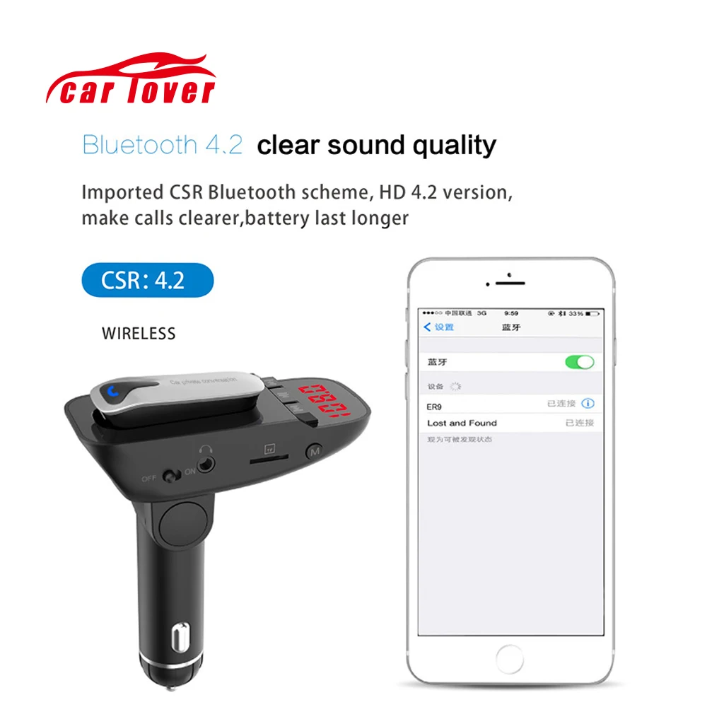 Автомобильный Радио fm передатчик наушники Bluetooth модулятор Handsfree MP3 плеер двойной