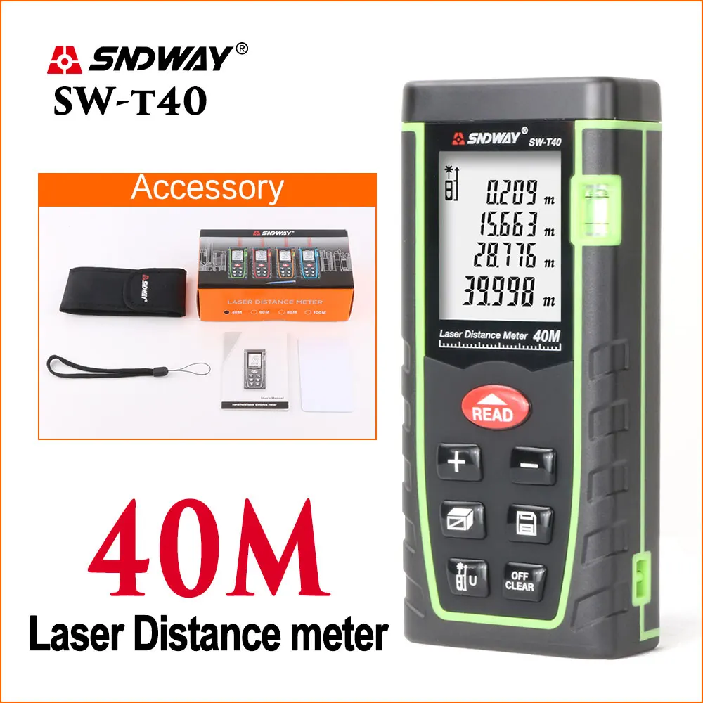 SW-T40 Лазер sndway, дальномер, рулетка, мини цифровой Ручной SW-T4S, серия T, 40 м, лазерный дальномер - Цвет: SW-T40