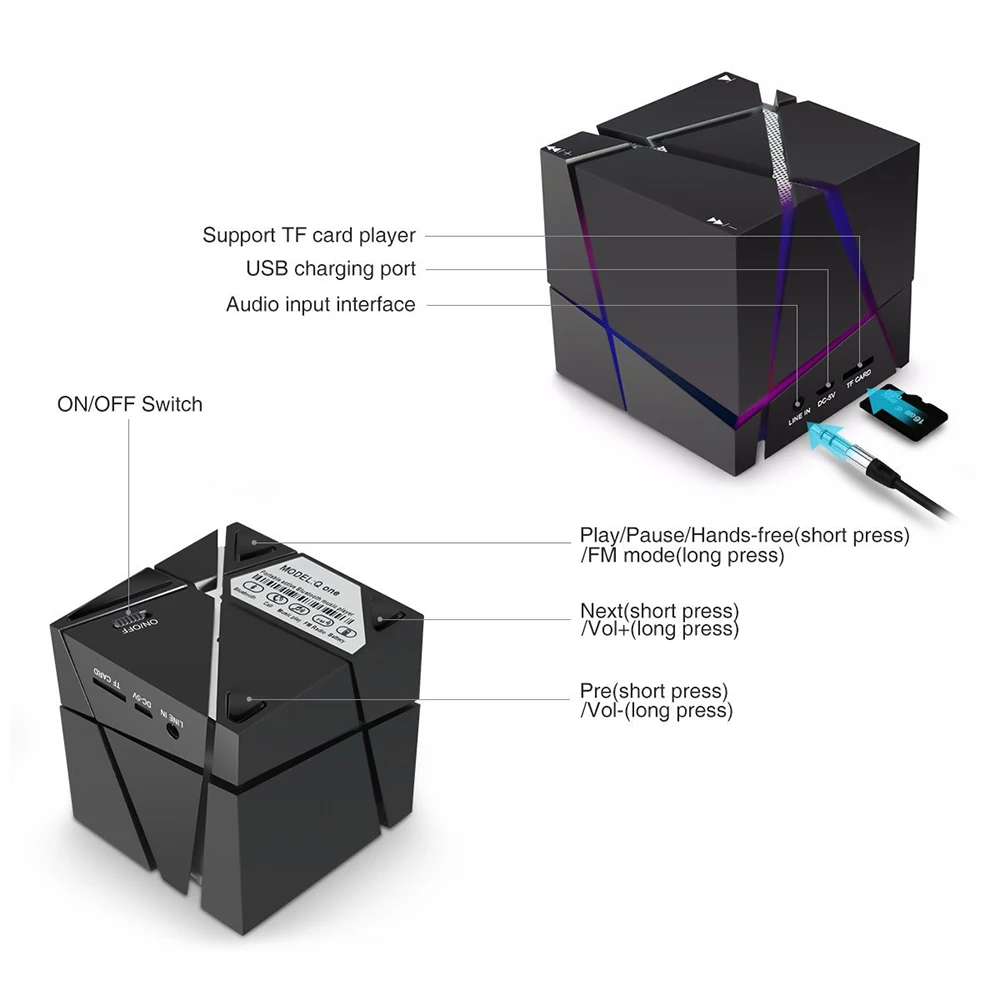 Bluetooth Колонка со светодиодной подсветкой и поддержкой FM радио|Портативные